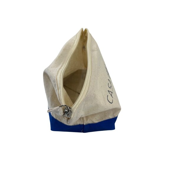 Casa Health Cotton Canvas Zipper Pouch Beige/Blue 10x7 Inches Lightweight 13q - Picture 5 of 6